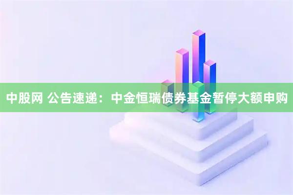 中股网 公告速递：中金恒瑞债券基金暂停大额申购